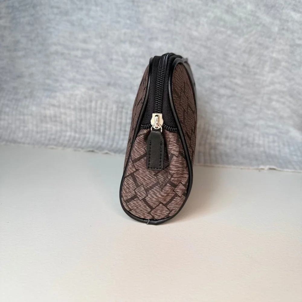 NEW Longaberger Signature Medium Cosmetic Bag and Coin Purse Set Brown Black - Picture 4 of 8